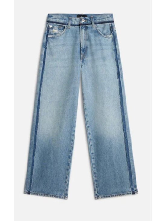 7 For All Mankind Denim - 7 For All Mankind $228 Stovepipe Straight Ankle Jeans Size 24 Sapphire Dust Blue